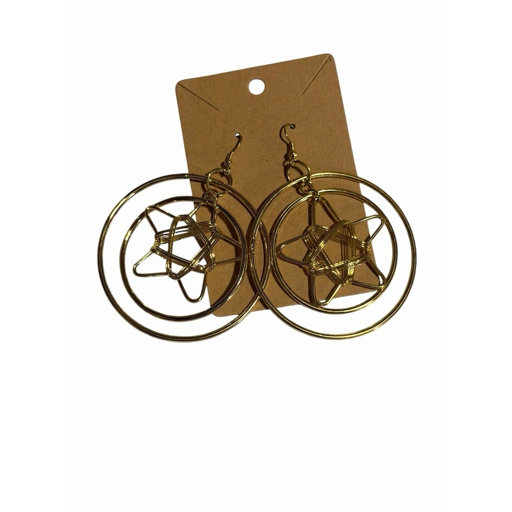 NEW Novelty Fashion EARRINGS vintage y2k gold star metal large